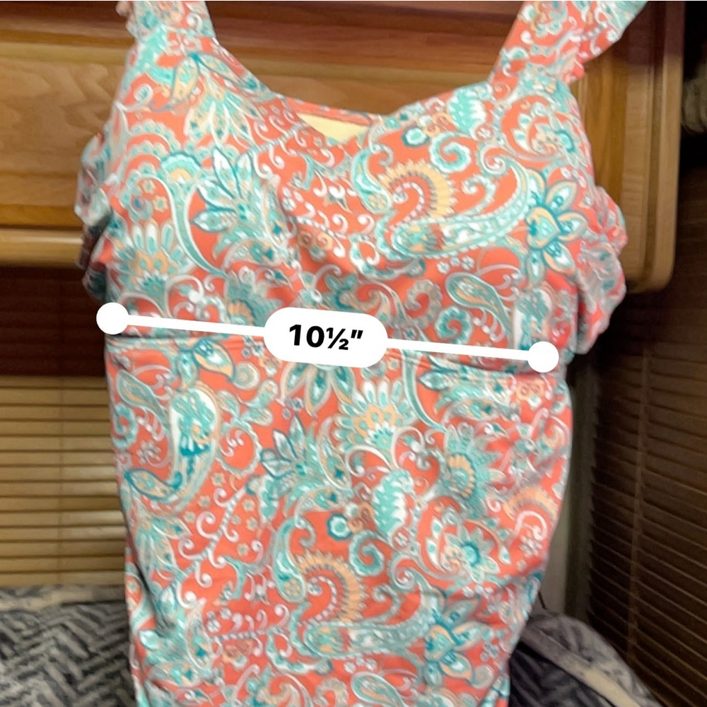 Isaac Mizrahi Live Paisley Tankini Top Ruched Ruffle Size 20W - Picture 7 of 8